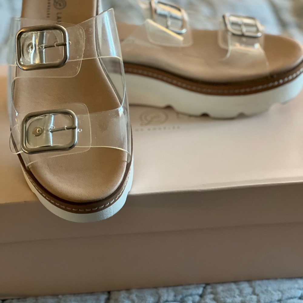 Chinese Laundry Clear Buckle Strap Sandals
